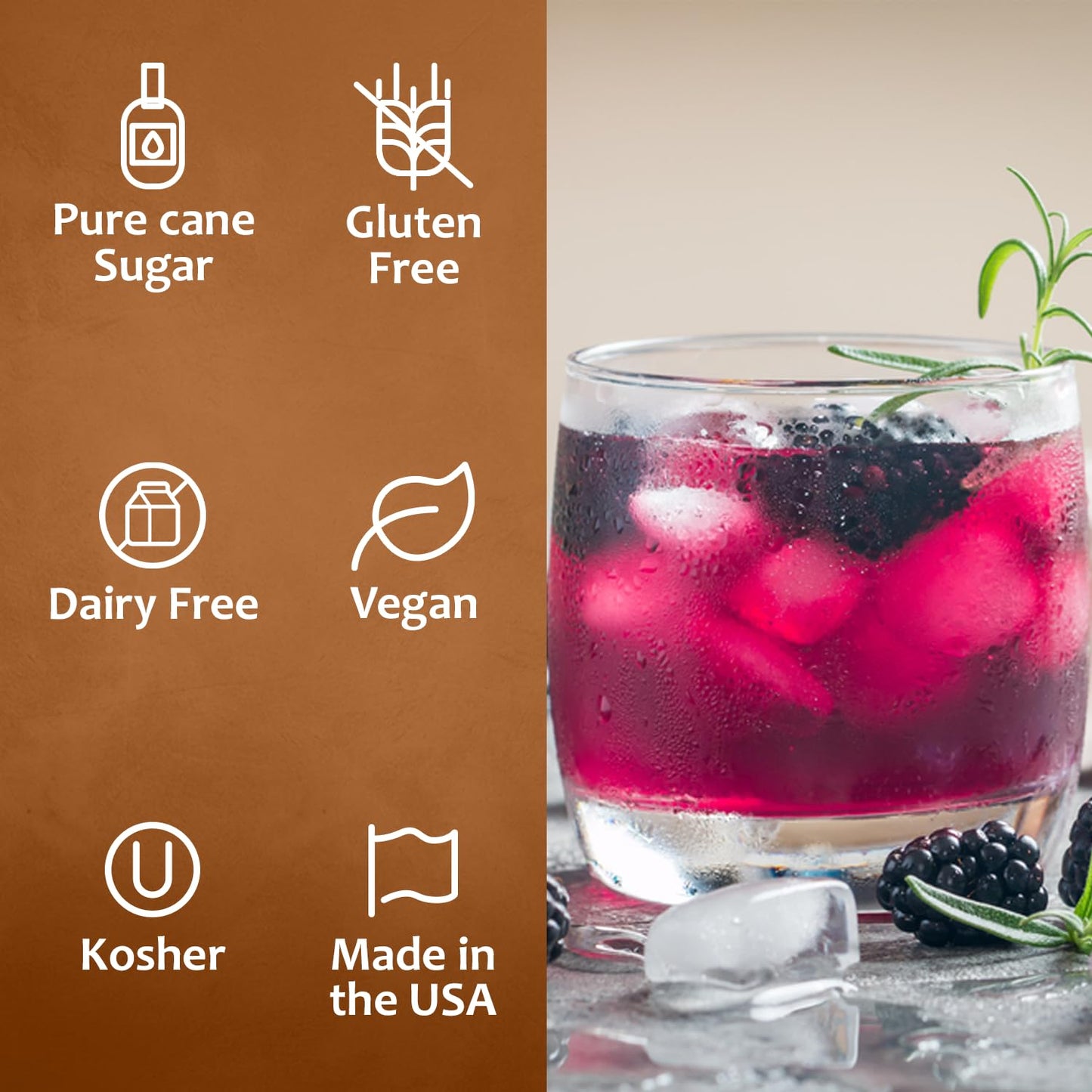 Syruvia Blackberry Syrup - 25.4 fl oz. Kosher and Gluten-Free. Ideal for Enhancing Drinks, Sodas, Shakes, Desserts, and More.