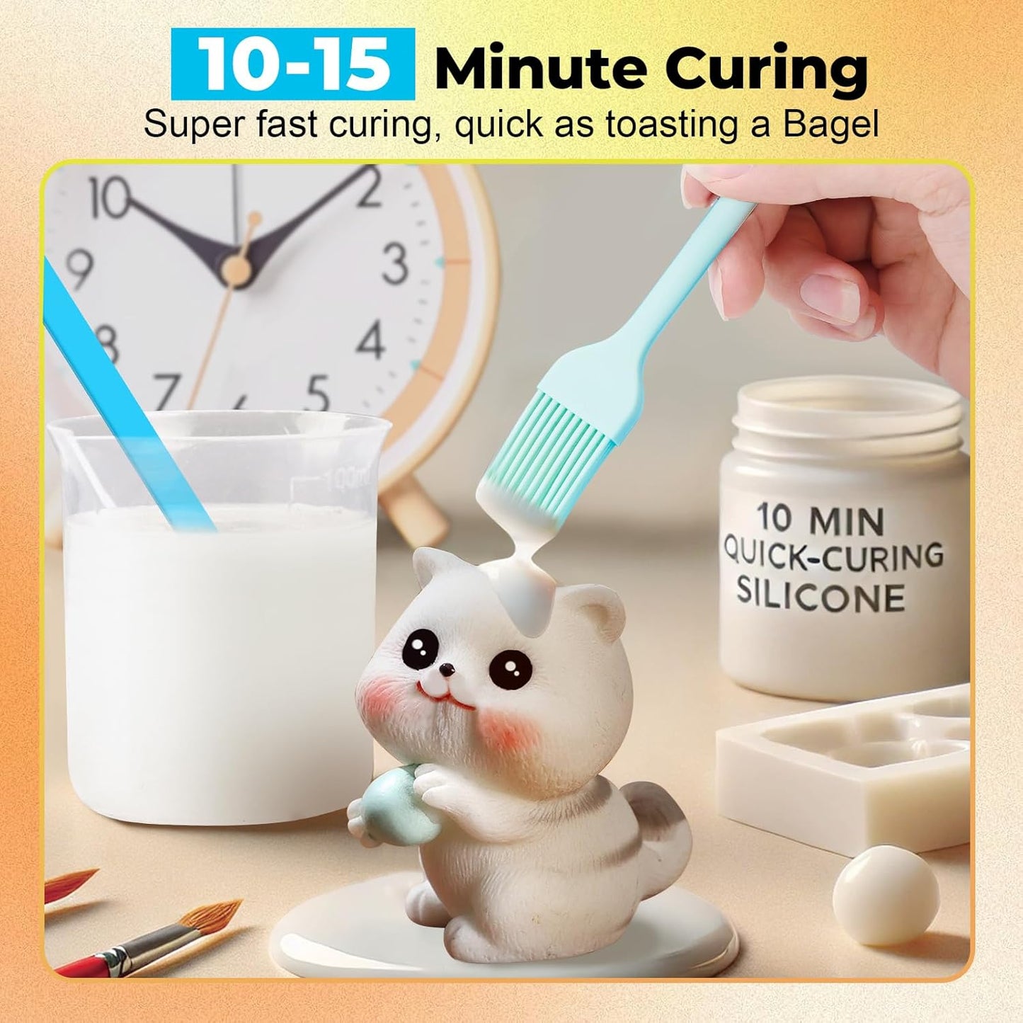 JDiction Brush-On Silicone Mold Making Kit, 10-15 Minutes Fast Cure Silicone Rubber, 20OZ Super Elastic Liquid Mold Making Silicone for Casting Resin Molds & Silicone Molds