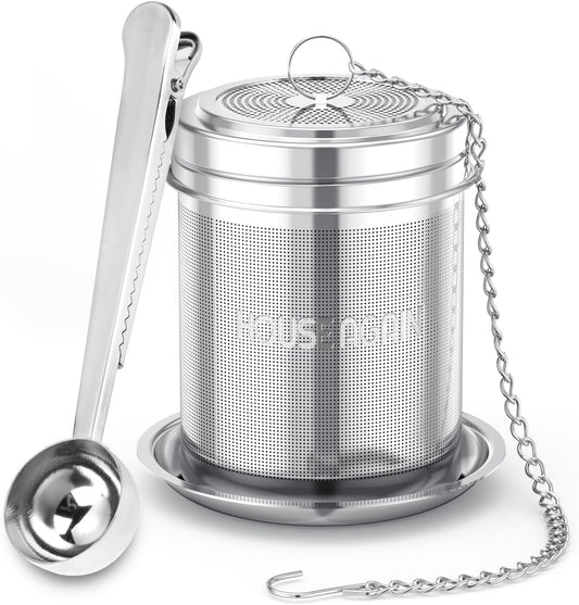House Again Large Tea Infuser with Scoop, Extra Fine Mesh Tea Strainers for Loose Tea & Spice Infuser for Cooking, 304 Stainless Steel, Loose Leaf Tea Steeper for Brew Tea Spices & Seasonings