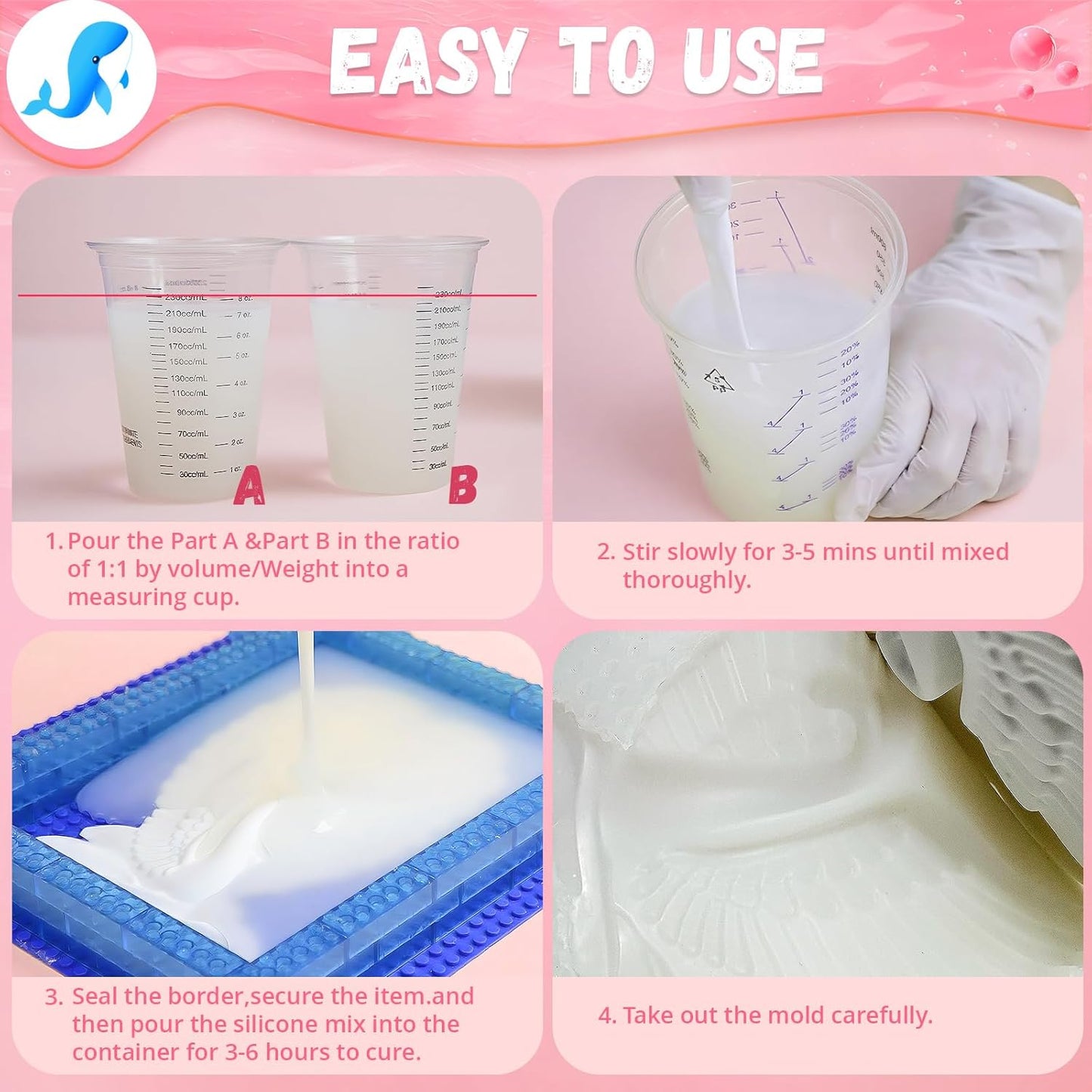 JHKL RESIN Silicone Mold Making Kit,64OZ Platinum Liquid Silicone Rubber for Mold Maker,15A Molds,Mix Ratio 1:1 Rubber Mold Making Kit, Ideal for Casting 3D Resin Molds