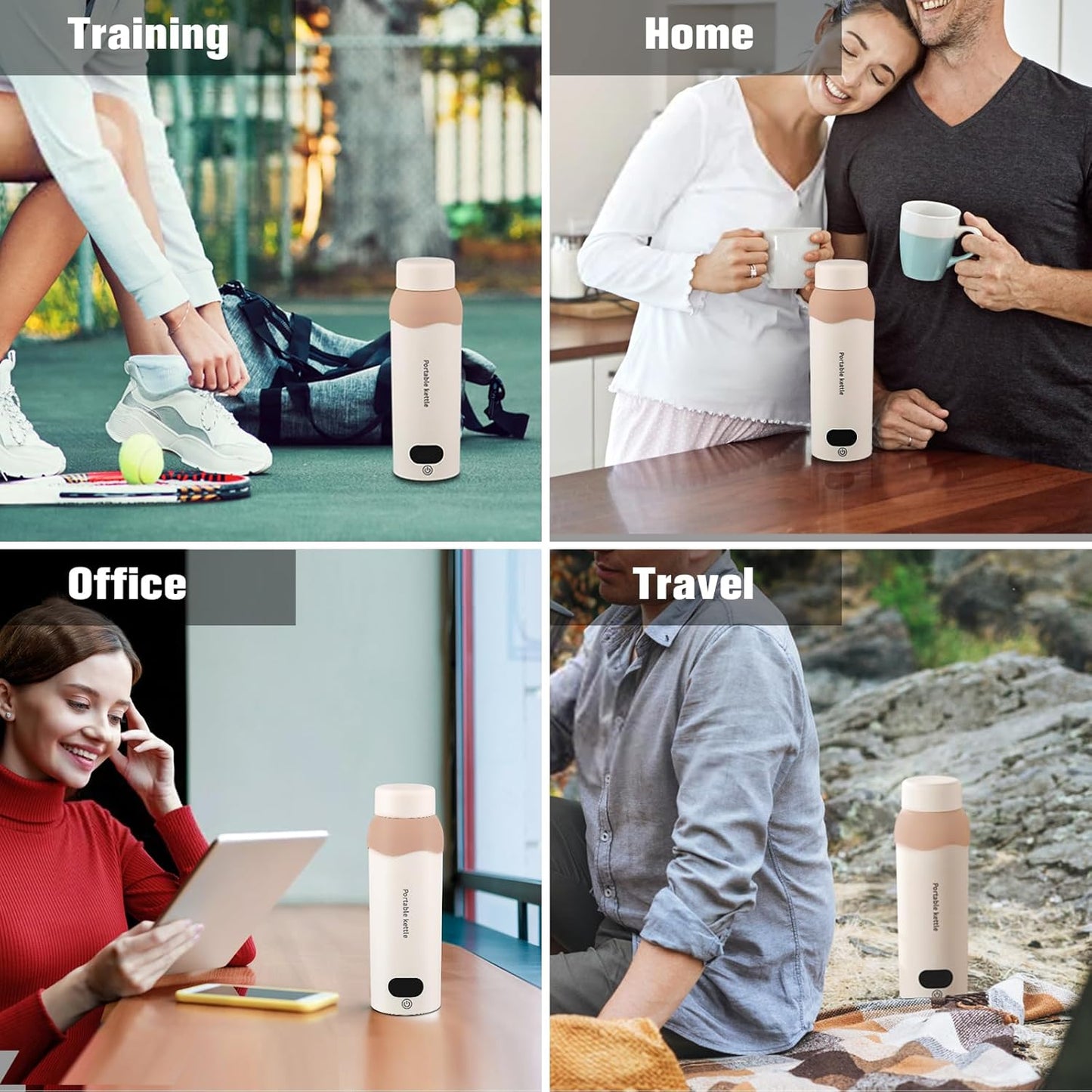 Travel Electric Kettle 304 Stainless Steel Portable Water Heater 450ml Plug in Small Water Boiler with Storage Bag