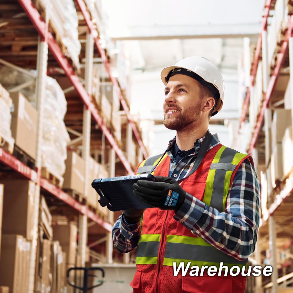 KAYGO Safety Work Gloves PU Coated for Men and Women, 60 Pairs KG11PB, Seamless Knit Glove with Two Fingers Touchscreen, breathable and lightweight Ideal for General Duty Work (Large,Black)