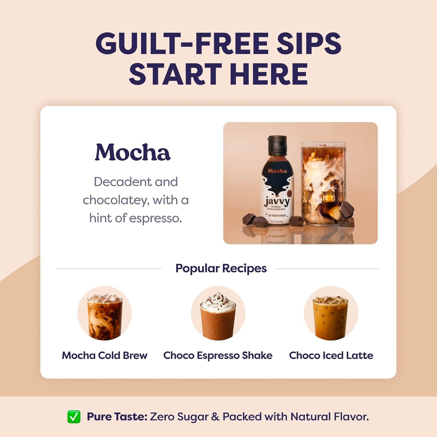 Javvy Coffee Concentrate - Cold Brew Coffee, Perfect for Hot or Iced Instant Coffees, Hot Drinks, Cold Brew Concentrate, 35 Servings - Mocha