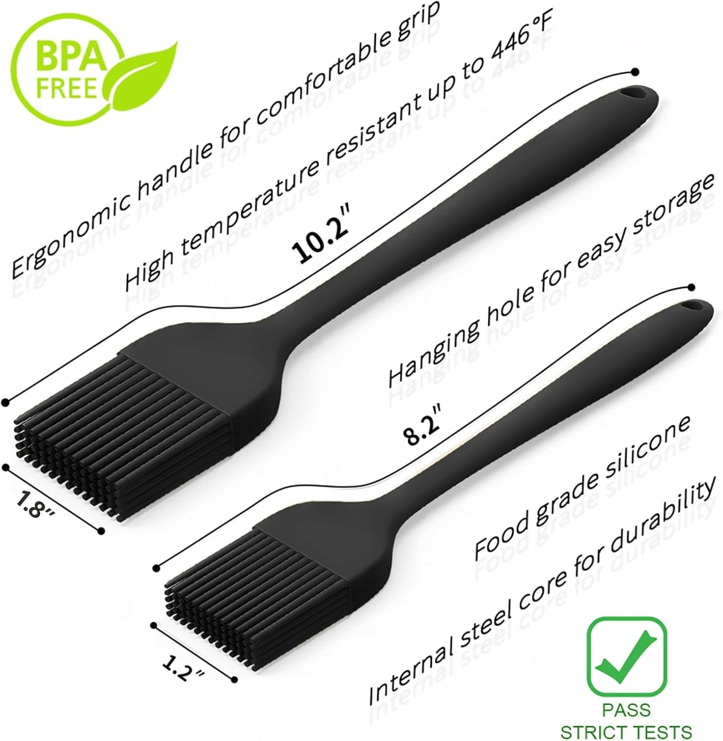 Silicone Basting Pastry Brush - Cooking Brush for Oil Sauce Butter Marinades, Food Brushes for BBQ Grill Kitchen Baking, Baster Brushes Baste Pastries Cakes Meat Desserts, Food Grade, Dishwasher Safe