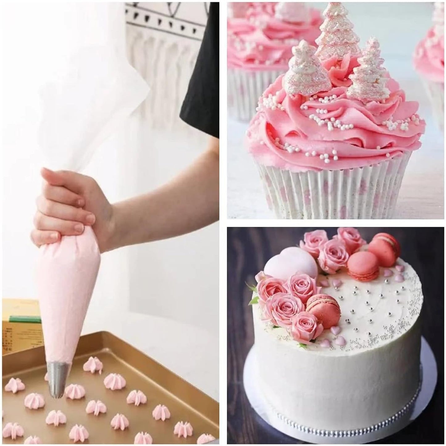 15 inch Pastry Piping Bags Disposable, AMBESTAR 200 Pcs Anti Burst Icing Bags for Frosting Decorating Cake Cupcake Cookie Decoration, Dessert Decorating & Pastry Bags, Practical Kitchen Tools