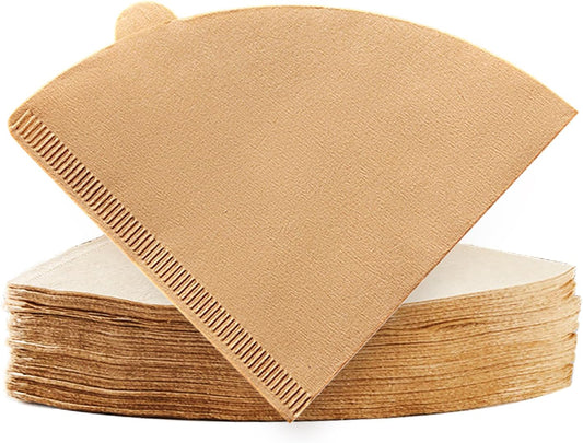Gute 200Pcs Cone Coffee Filters, 2-4 Cups Unbleached Brown V02 Disposable Coffee Filter Paper, V-Shaped Pour Over Coffee Dripper and Drip Coffee Maker, Size 02