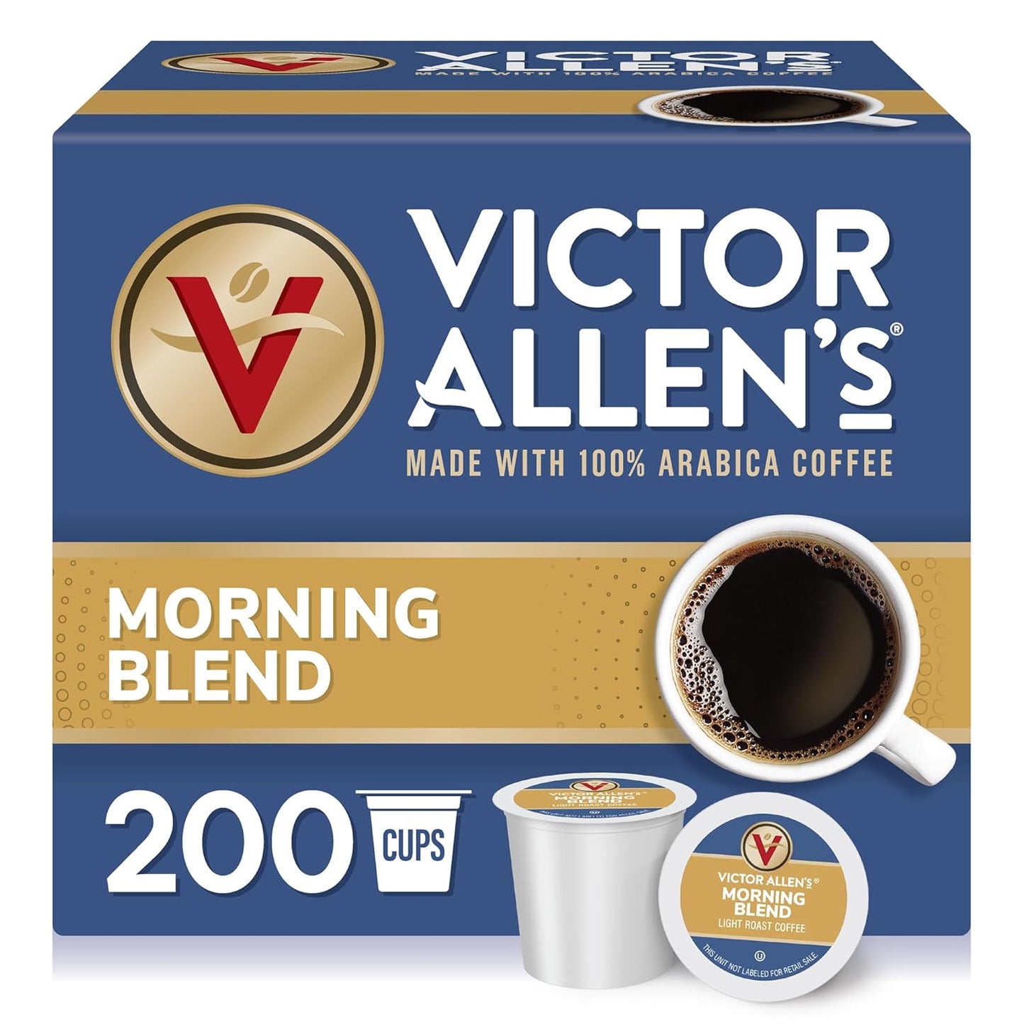 Victor Allen's Coffee Morning Blend, Light Roast, 200 Count, Single Serve Coffee Pods for Keurig K-Cup Brewers