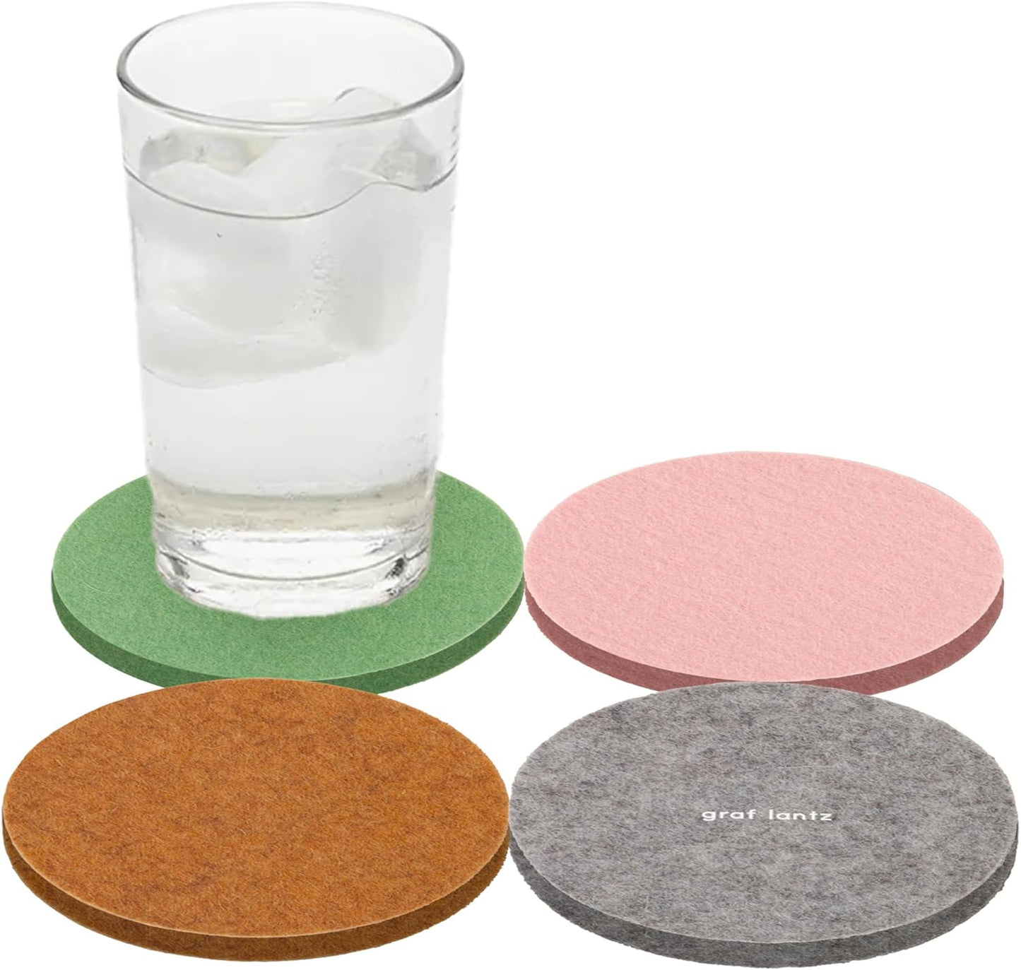 Graf Lantz - Bierfilzl Merino Wool Round Coasters Set of 4 - Chic (4" Circles) - Absorbs 30% of Weight - German Wool - Heat Resistant, Sustainable, & Reusable - Home Decor & Coffee Table Decor