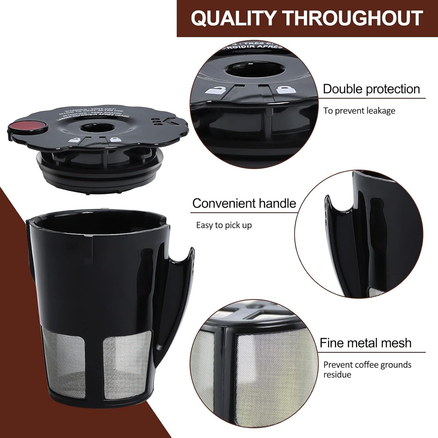 Sikawai My K Cup Reusable Coffee Pods Filter Fit for Keurig 2.0 K200 K250 K300 K350 K400 K450 K460 K475 K500 K550 K560 K575 Brewers Pack of 2 119367 with Cleaning Brush SIZE:2.5 * 2.4
