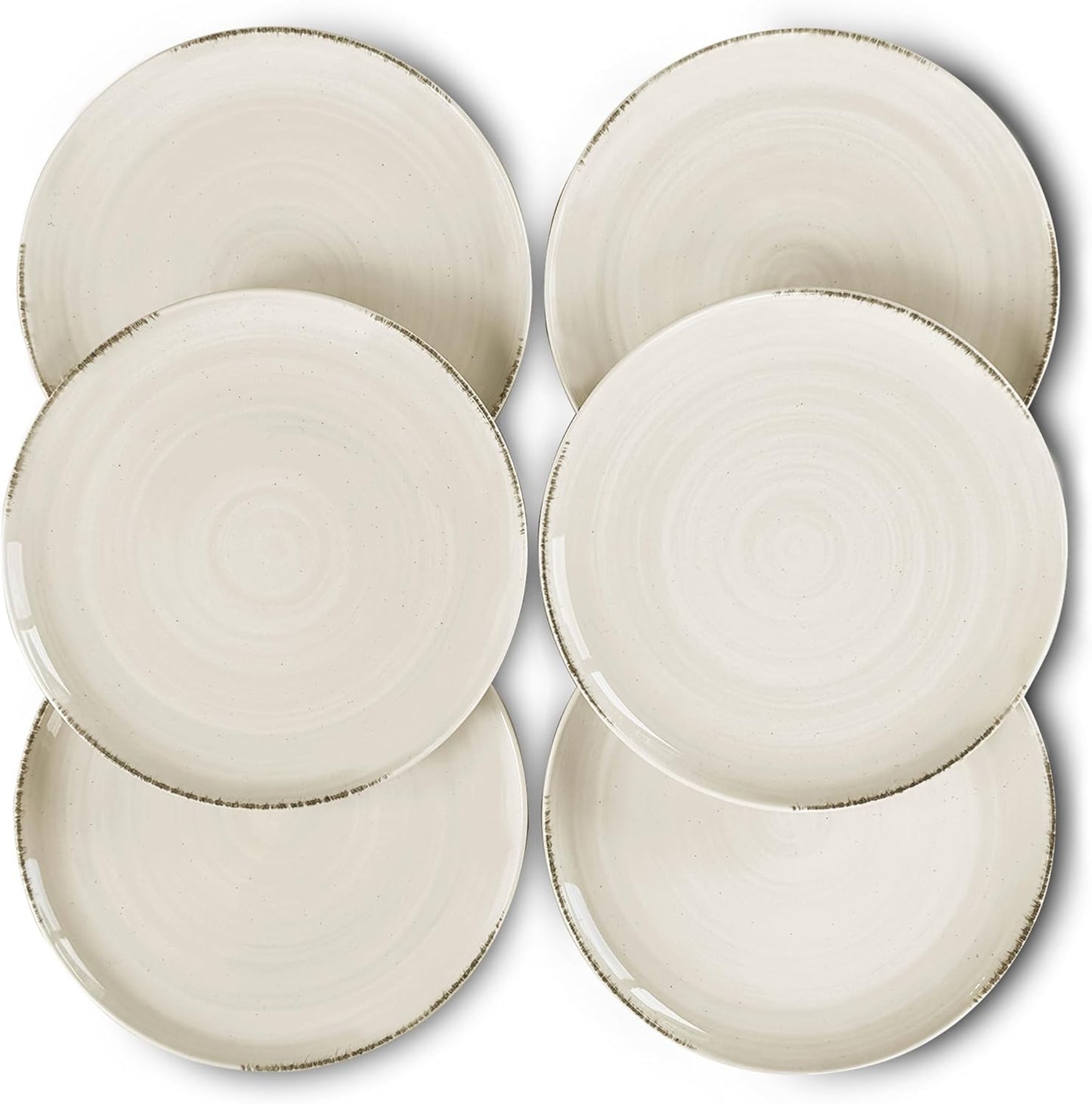 Mora Ceramic Helix Swirl Dinner Plates Set of 6, 10in Modern Spiral Porcelain Dish Dinnerware for Kitchen, Serving & Restaurants - Dishwasher, Microwave, Freezer, Oven Safe Dishware - Snowy White