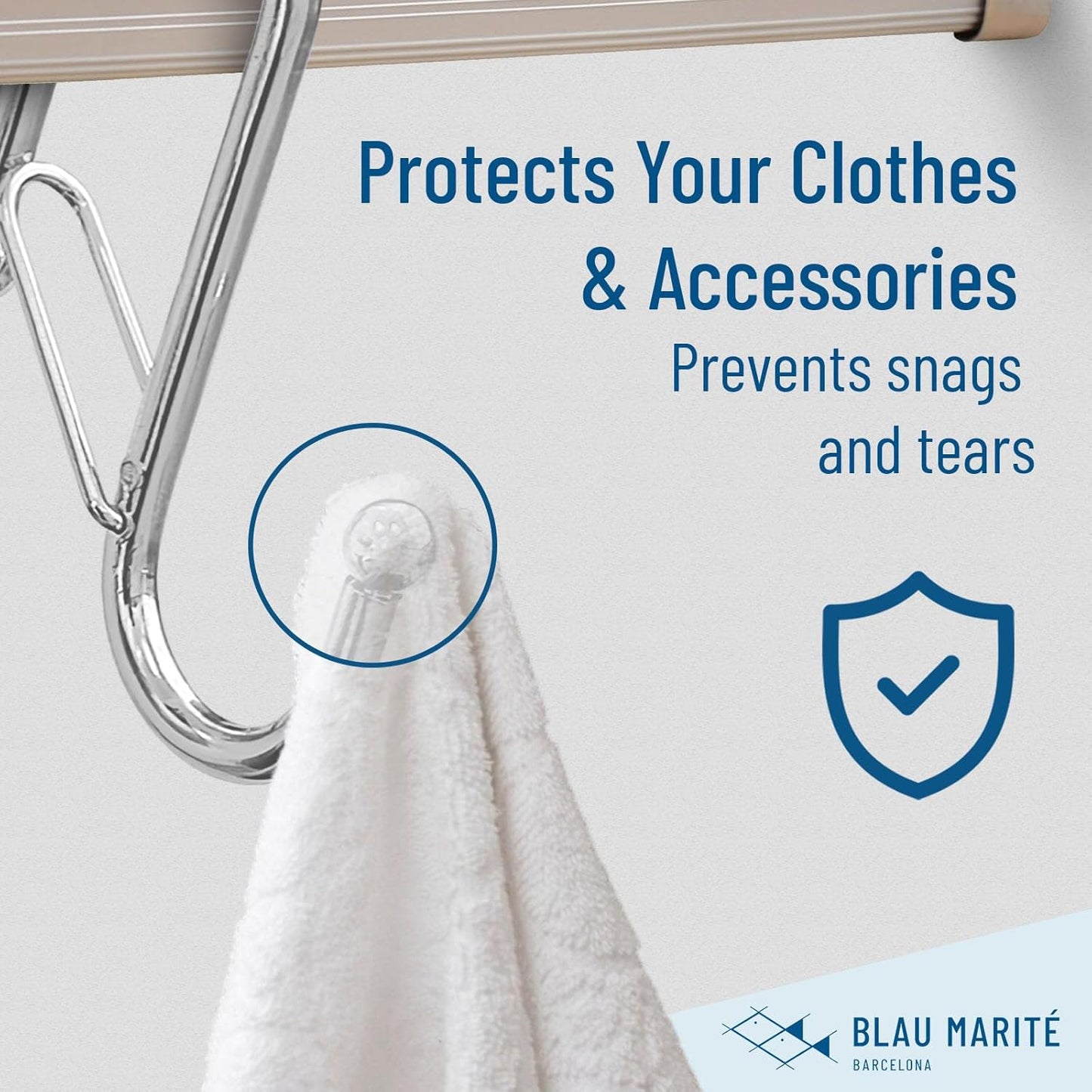 6-Pack Metal S Hooks for Hanging – Heavy-Duty S-Shaped Hook with Safety Buckle – Fits Bars up to 1.2 in – Anti-Drop S-Hooks for Closet, Wardrobes & Storage – Silver (Large)