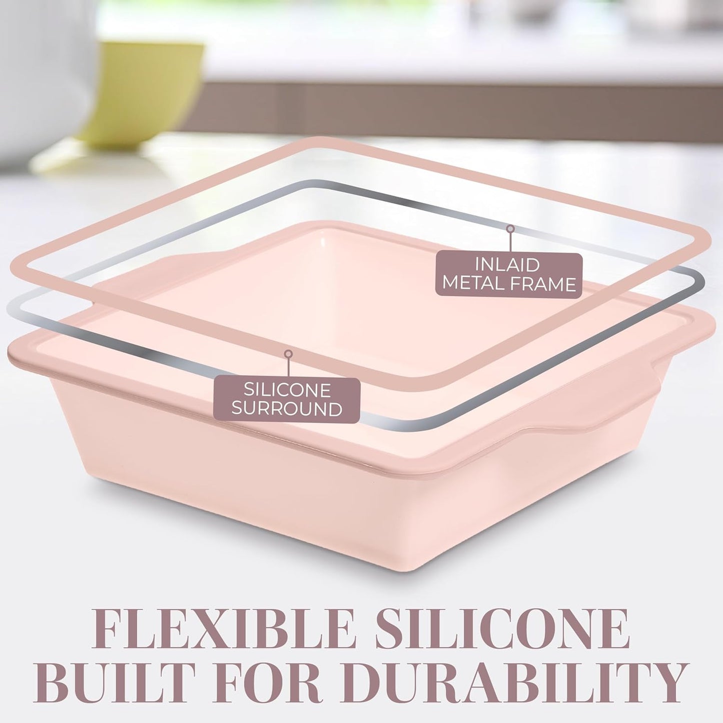 COOK WITH COLOR 17 Pc. Silicone Baking Pan Set - Non-Stick & Easy Clean Silicone Muffin Pans for Baking with Sturdy Metal Frame for Stability, Flexible Cake Molds, Includes Measuring Cups and Spoons