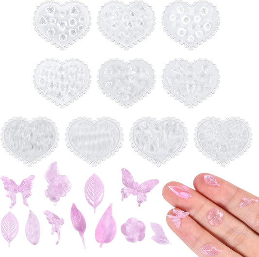 10 Pcs Polymer Clay Molds, Polymer Clay Cutters Molds for Crafts Air Dry Earrings Tools, Jewelry Mini Silicone Resin Flower Molds, Epoxy Polymer Clay Earring Cutters Shapes Making Kit Extruder