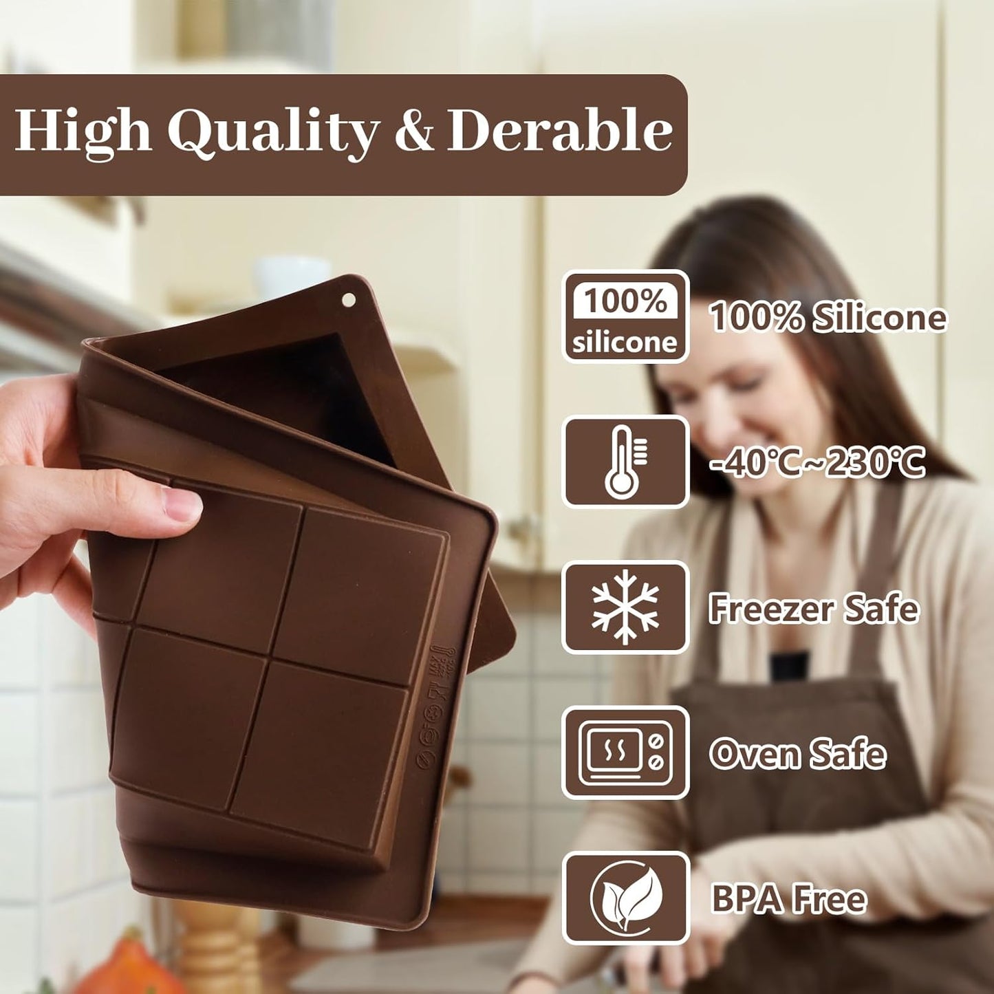 Yisquar Chocolate Bar Mold 2 Pack Dubai Mold 1 Inch Deep Silicone Chocolate Form Thick Candy Bar Form for Filling Pistachio DIY Chocolates Snacks