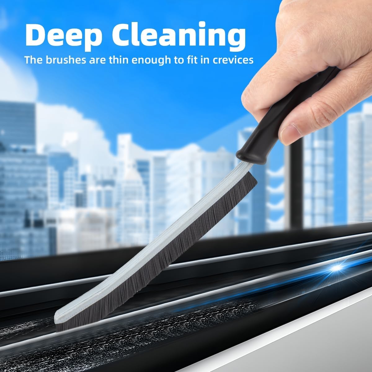 Hard Bristle Crevice Cleaning Brush-Thin Gap Scrub Brush, Small Cleaning Brush, Grout Brush, Kitchen Brush, Cleaning Tools for Toilet, Bathroom, Sink, Home, Household, Window (6, Black)