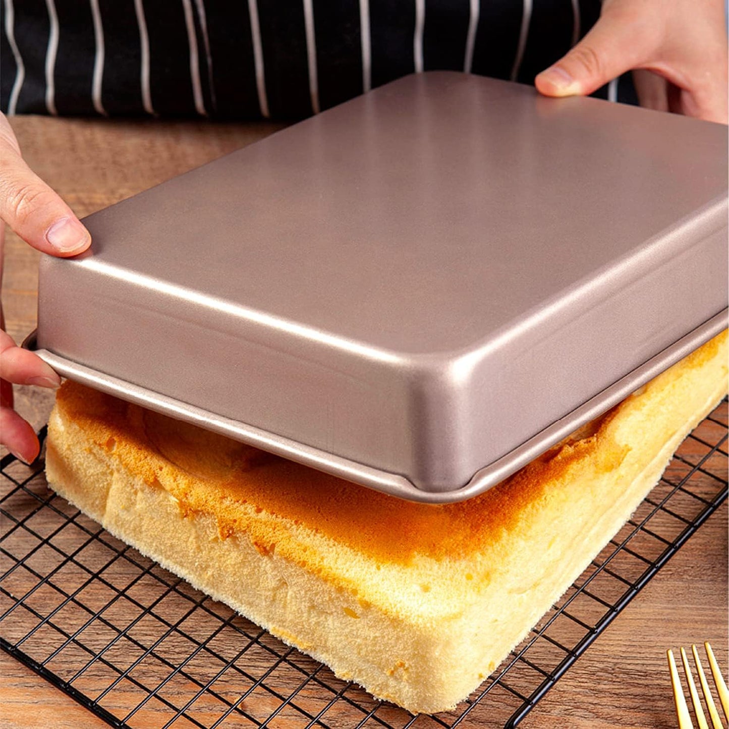 2 Pack Baking Sheet Pans, Deep Size Baking Pan Nonstick Cookie Sheet Brownie Cake Pan Bread Pan Toaster Oven Tray Bakeware, 8.6 x 6.6 x 1.7 Inches