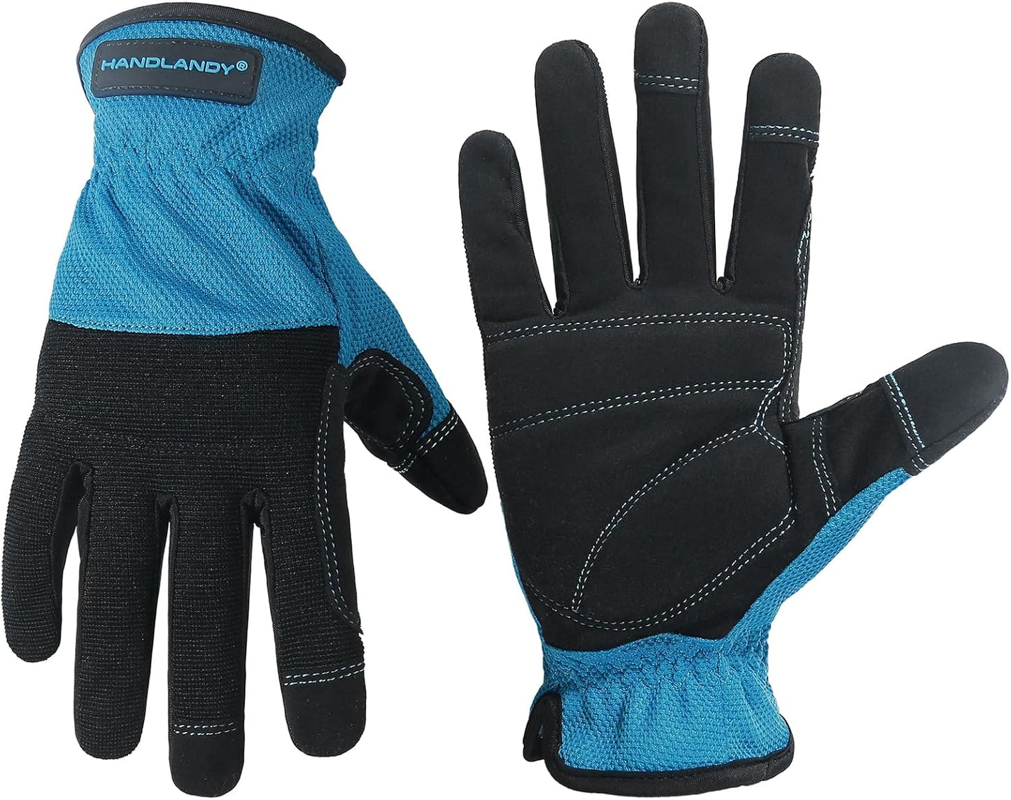 HANDLANDY Work Gloves for Men & Women, Utility Mechanic Working Gloves Touch Screen, Flexible Yard Work Gloves