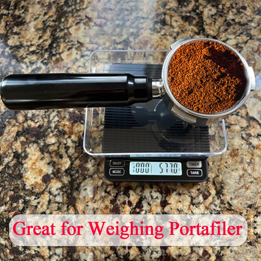 Espresso Scale, Small Coffee Scale, Rechargeable and Water-Resistant, Auto Timer & Auto Tare, Coffee Brewing Scale, 2000g/0.1g, Espresso Scale with Handy Case,70 oz / 0.01 oz, in Silver