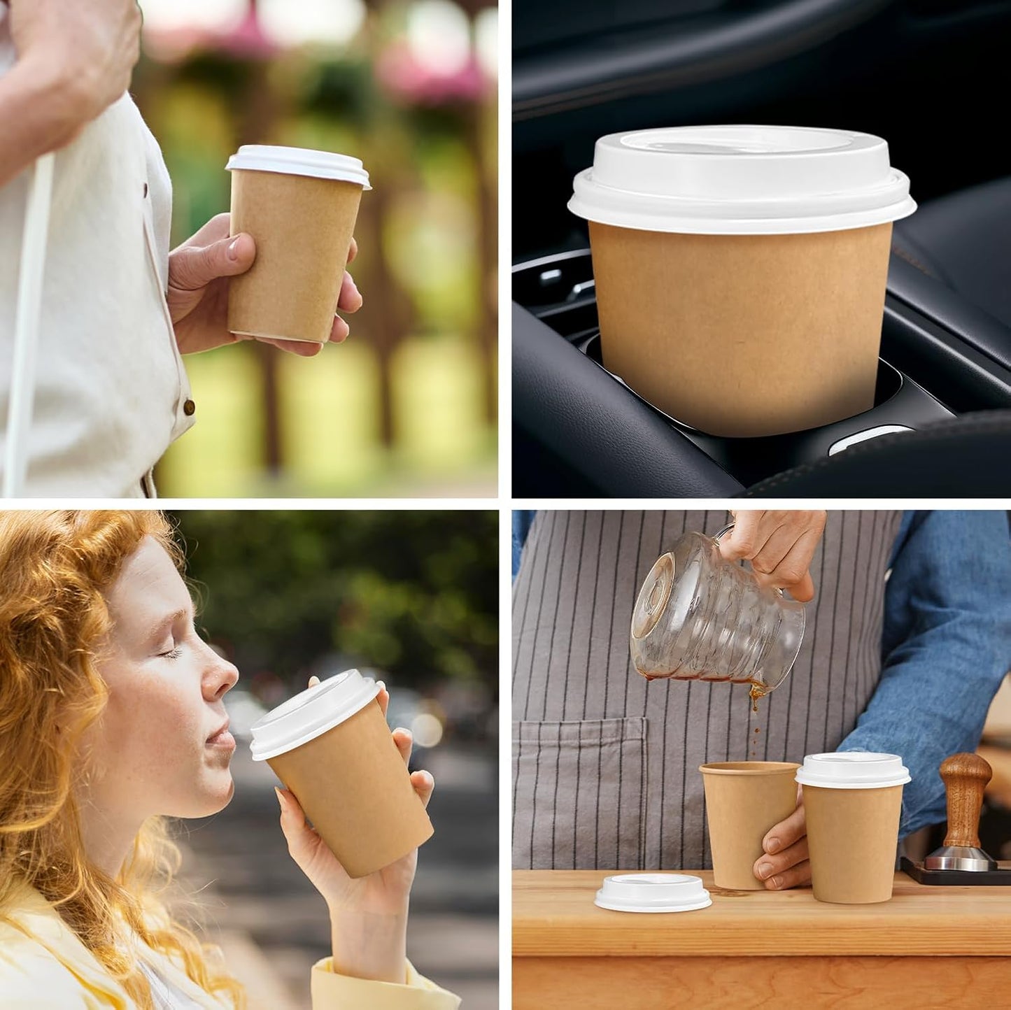 180 Pack Coffee Cup Lids - Disposable Coffee Lid, White Plastic Lids for 10, 12, 16, 20, 24 oz Paper Cups, Leak Proof Cup Lid 3.54 Inches/90 mm Diameter