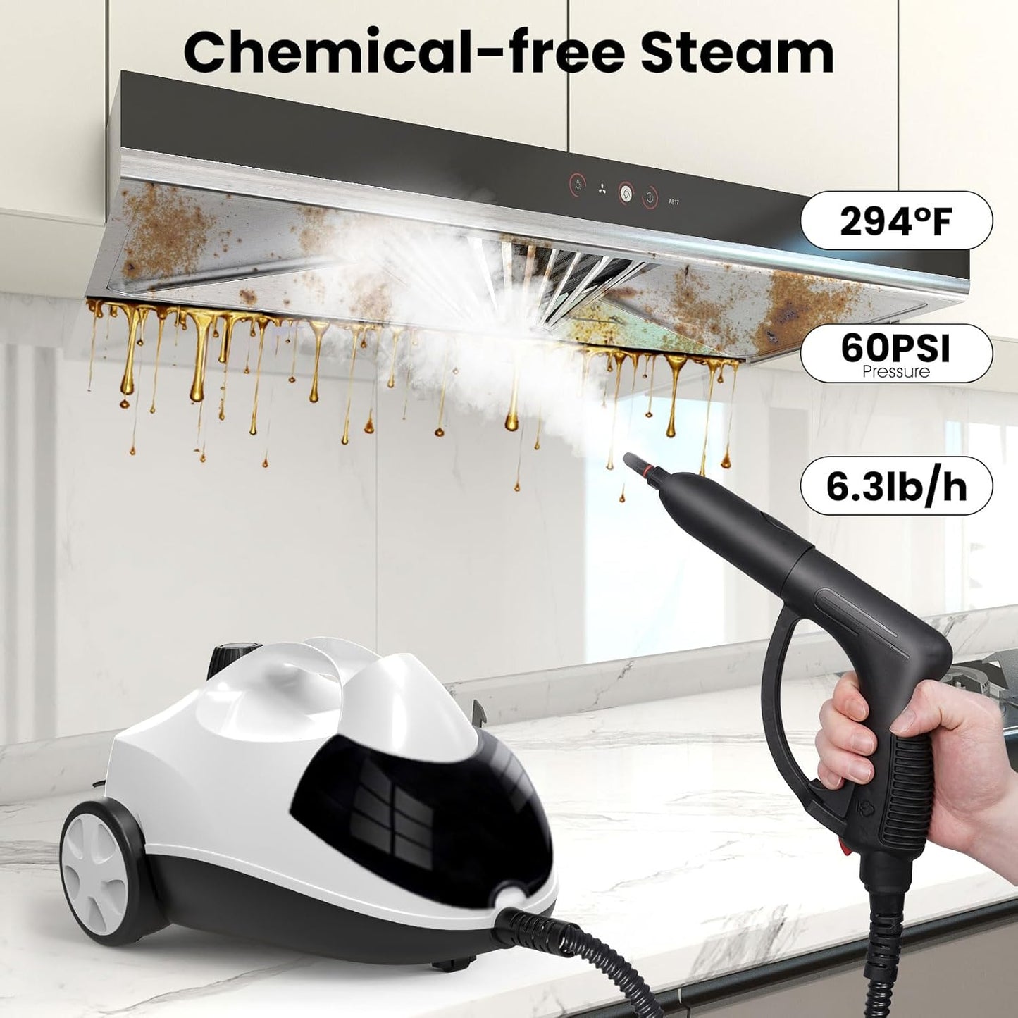 Steam Cleaner Sweepcent 1.5L Steamer for Cleaning Fast Heating 6-in-1 Multi-Surface with 8 Accessories UL499 Certified portable High Pressure Steam Cleaner for Home, Car, Floors, Sofas, Tiles, Grout