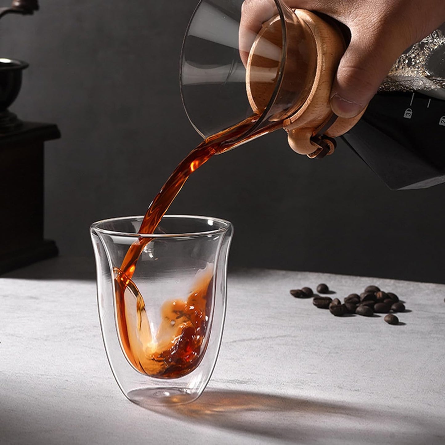 12OZ Large Double Wall Glass Cups, Clear Mugs, Espresso Cups Set of 2 Clear Expresso Shots Cup, Double Wall Insulated Espresso Mugs, Tazas de Cafe Expreso, Microwave Dishwasher Safe 330ML