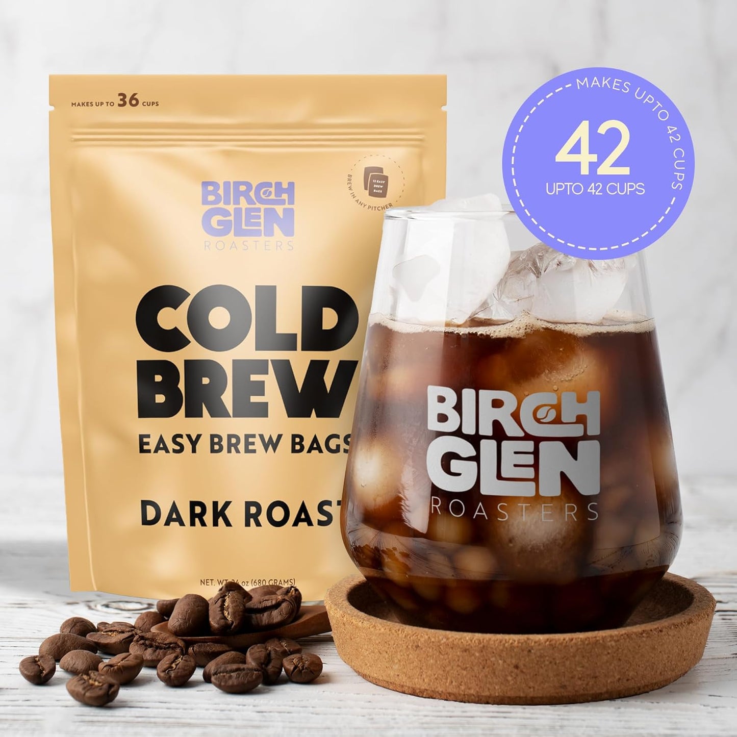 Birch Glen Roasters Cold Brew Coffee Bags - 12 Pack of Coarse Ground Coffee Filter Pitcher Packs for Easy Brewing - 100% Arabica - Yields 6 Pitchers - Pecan Pie Flavor