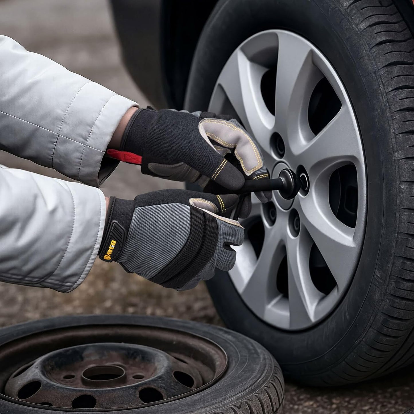 KAYGO Insulated Mechanic Work Gloves,3 Pairs KG127W Winter Thermal Safety Work Gloves for Men and Women, Double Lining,Heavy duty,Improved dexterity,Excellent Grip,Ideal for outdoor jobs,L