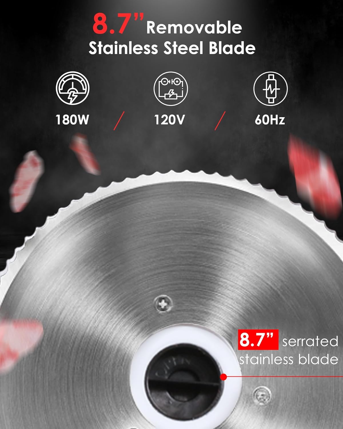 TOOGOOD 8.7" Meat Slicer, Electric Meat Slicer Machine with Removable Stainless Steel Blade, Deli Food Slicer for Home Use, Slicing Frozen Meat,Hard Cheese, Ham and Deli, Silver