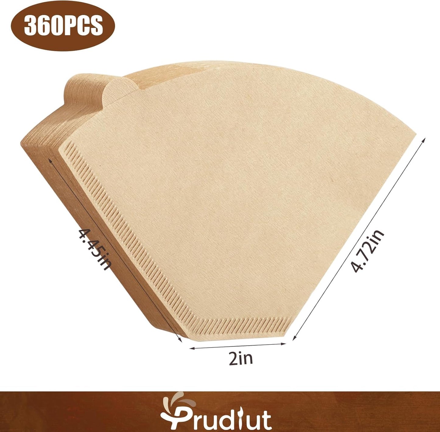 (Prudiut) 360 Count #4 Cone Coffee Filters 8-12 Cups, Disposable Natural Coffee Filters 4 Cone Paper Unbleached 4 Filters Paper Compatible with Ninja, Drip and Pour Over Coffee Maker