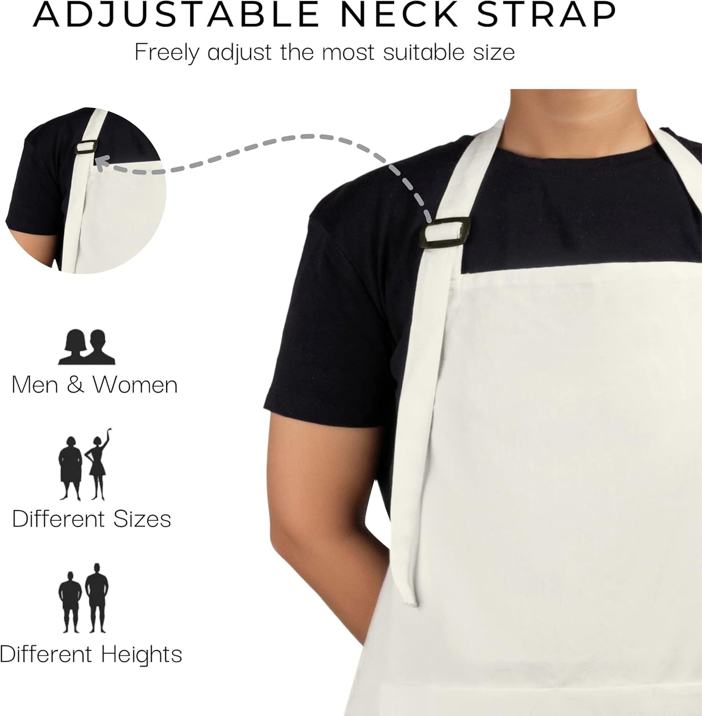 RAJRANG 100% Cotton Cooking Apron with 3 Pockets Kitchen Chef BBQ Adjustable Bib Aprons for Women Men
