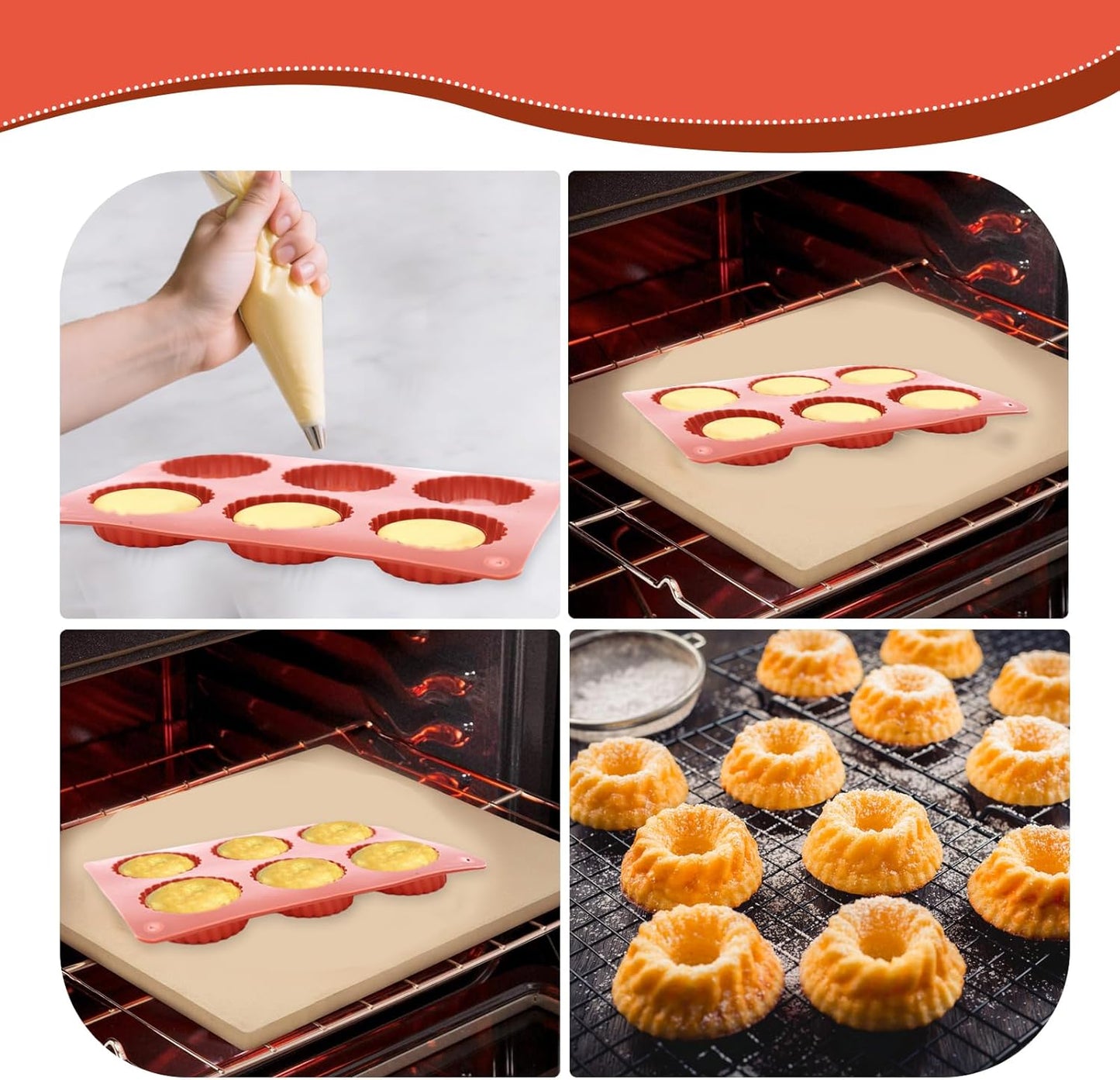 4 PCS Silicone Molds for Baking Non Stick Jello Molds with 6 Cavity Gelatin Mold for Baking Cupcakes Donuts Chocolate Muffins Brownies Jelly