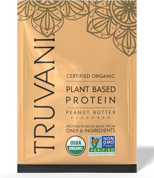 Truvani Vegan Pea Protein Powder | Peanut Butter | 32.7g Organic Plant Based Protein | 1 Serving | Keto | Gluten & Dairy Free | Low Carb | No Added Sugar