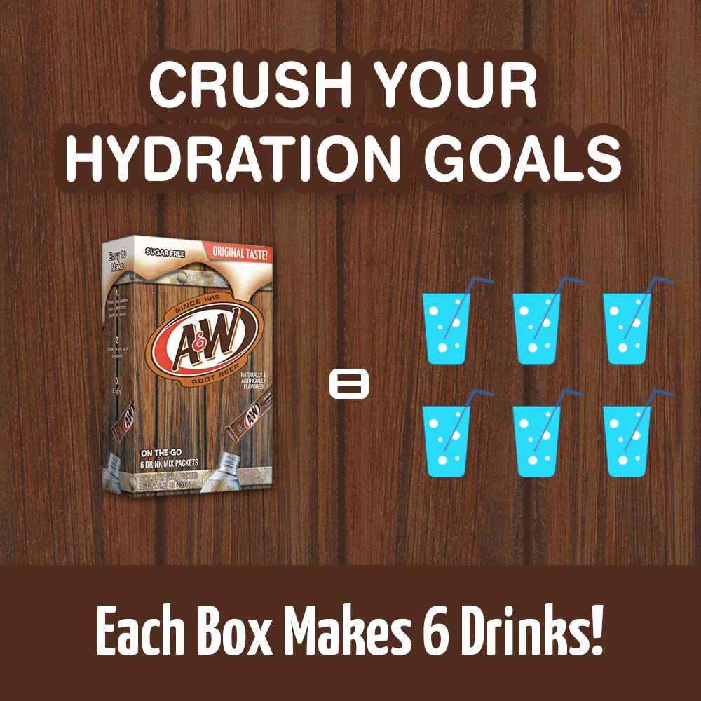 A&W, Root Beer – Powder Drink Mix - (12 boxes, 72 sticks) – Sugar Free & Delicious, Makes 72 flavored water beverages