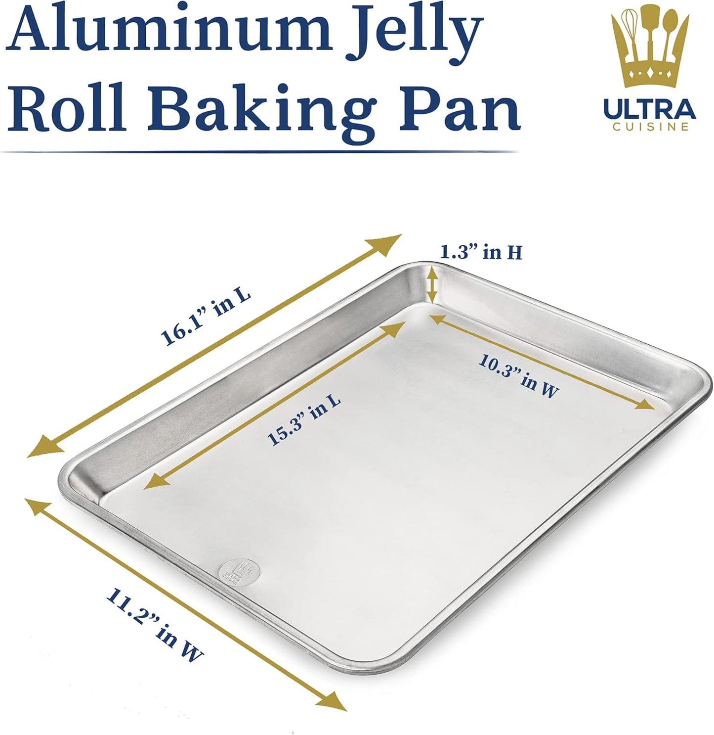 Ultra Cuisine Stainless Steel Jelly Roll Sheet Cooling Rack Set & Aluminum Baking Pan Set - Professional Quality, Fits Jelly Roll Sheet Pans - Cookie Sheet for Baking - 10"x14.75" Rack, 16"x11" Pan