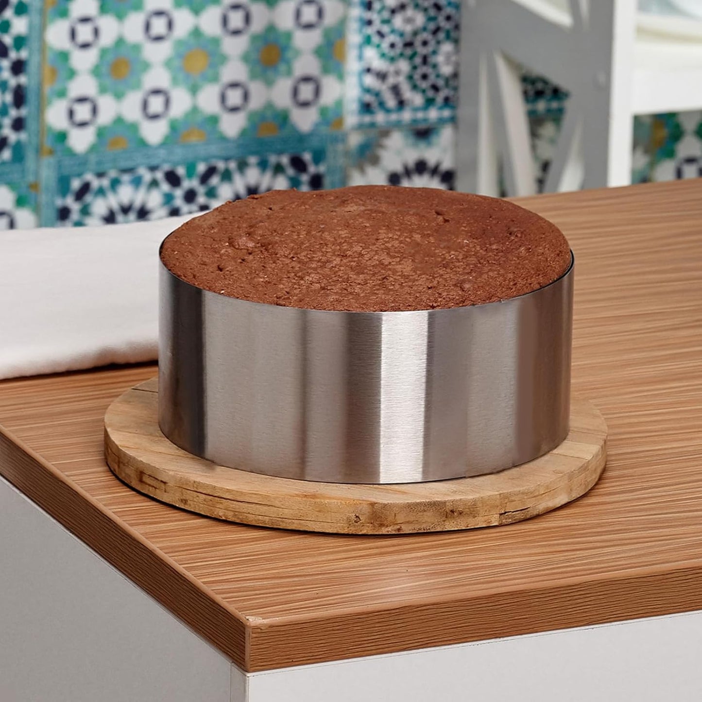 HARFINGTON Round Cake Ring 14 x 2 Inch Seamless Stainless Steel Pastry Mousse Dessert Ring Mirror Coating for Baking Cooking Making Tool