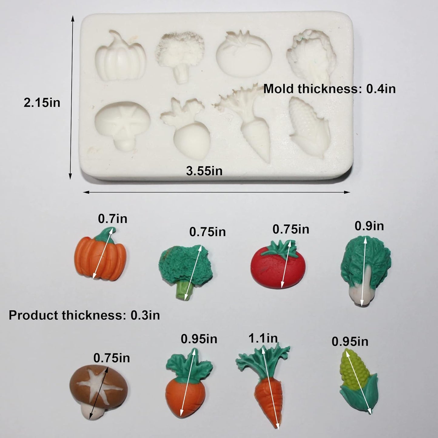 Lovely Small Items Silicone Fondant Molds Set For Cake Topper, Gumpaste, Candy & Chocolate, Polymer Clay and More (Vegetables & Fruits)