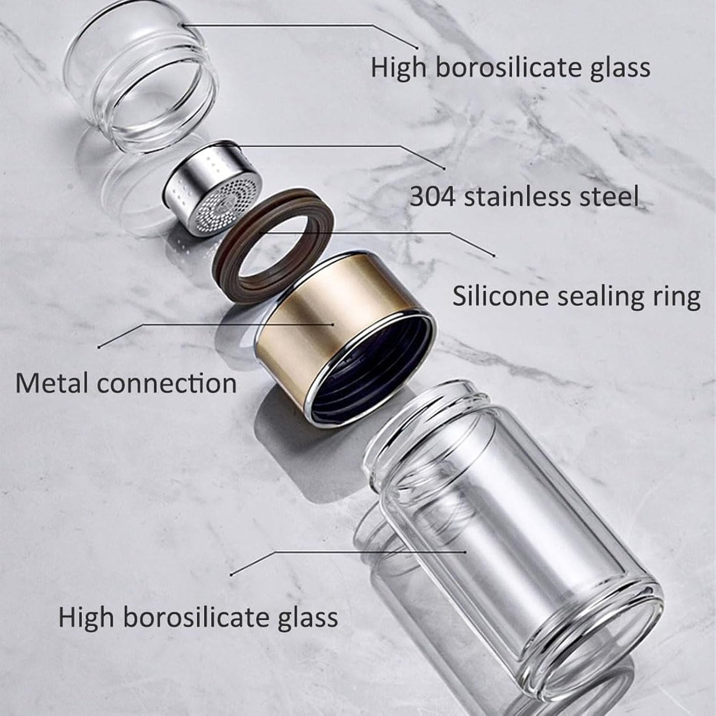 2025 New Tryteava Glass Infuser, Teava 3-In-1 Smart Tea Infuser with Cup Brush, Double-Layer Borosilicate Glass Tryteava Tea infusers Separation Cup (Black, 280ml (9.5oz))