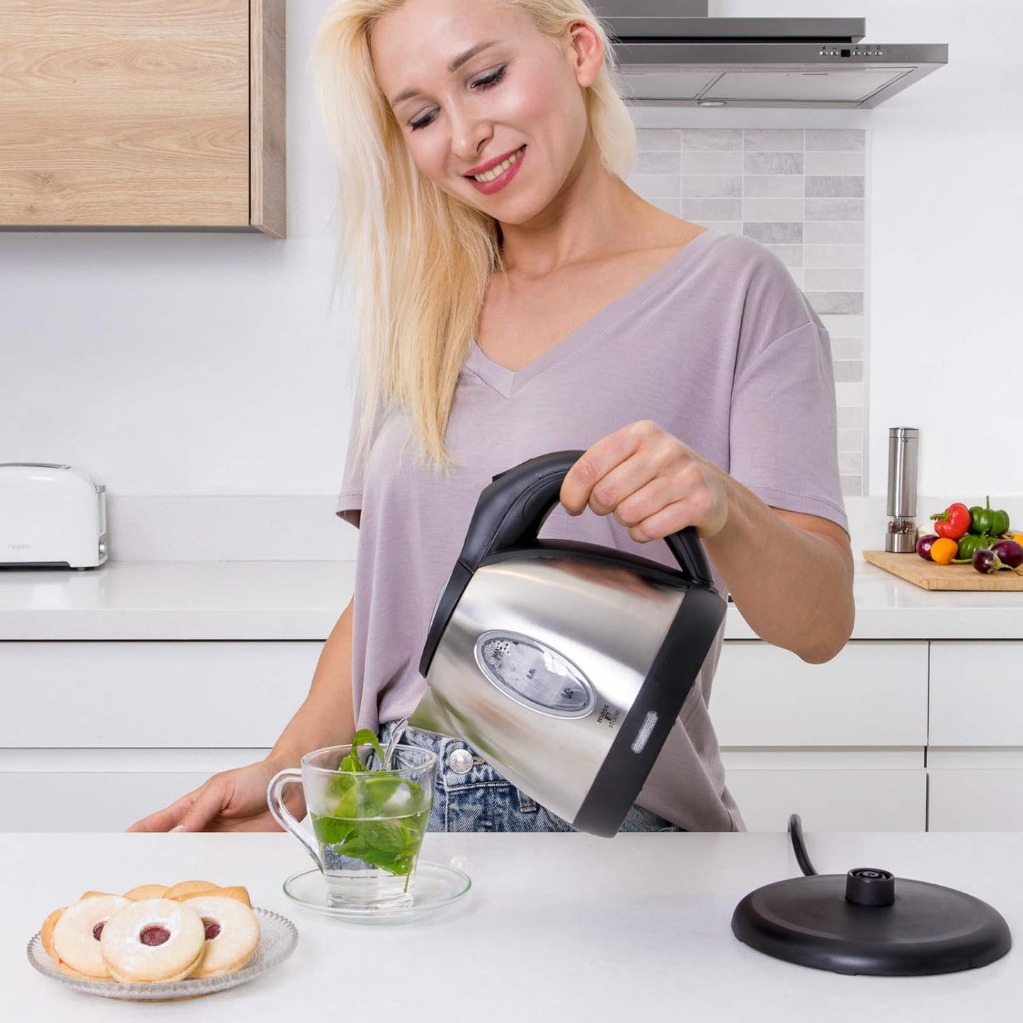 Moss & Stone 1.2L Stainless Steel Small Electric Kettle, Cordless 1500w Fast Boiling Pot, Portable Hot Water Electric Tea Kettle With Boil Dry Protection & Auto Shut-Off