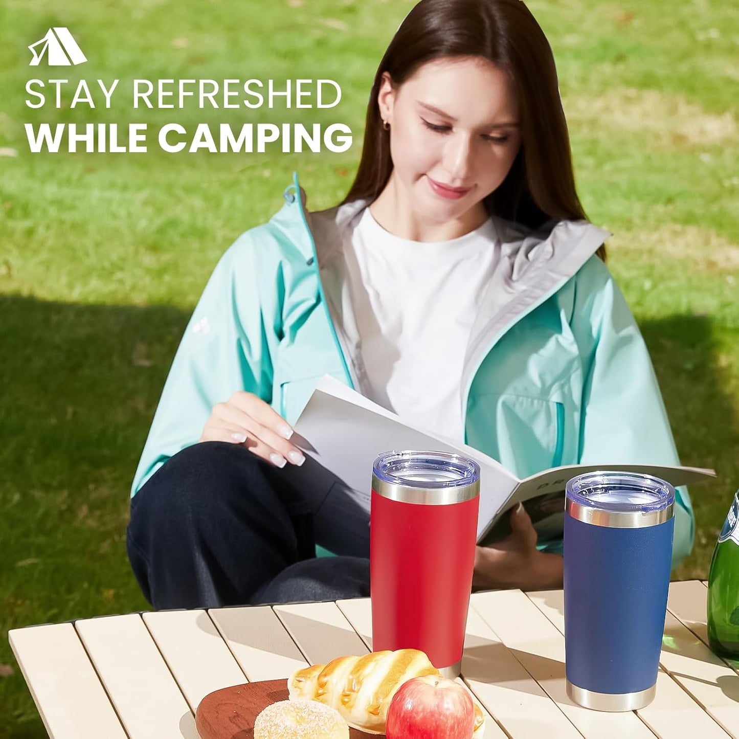 MEWAY 20oz Tumbler 4 Pack Double Wall Vacuum Insulated Travel Mug Bulk, Mix Color Stainless Steel Tumblers with Lid and Straw, Durable Powder Coated Coffee Cups for Cold & Hot Drinks（Mix Color, 4