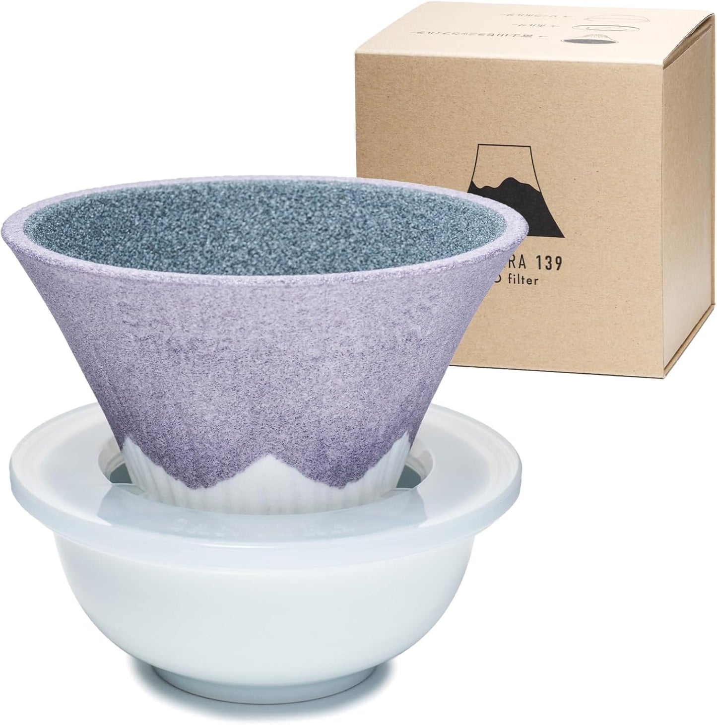 Ceramic Reusable Coffee Filter Dripper Paperless Sustinable Mt. Fuji Made in Japan (Purple)