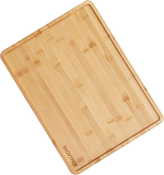 Bamboo Serving Tray, Food Tray for Eating and Serving Coffee, Tea, 15.8x11.8 Inch