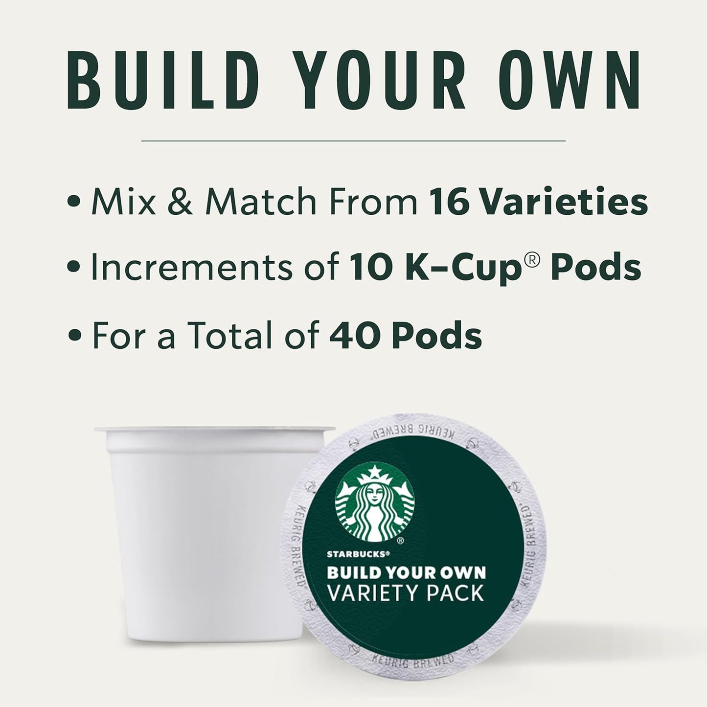 Starbucks Coffee, Keurig K-Cup Pods, Custom Build Your Own Variety Pack, 40 Pods