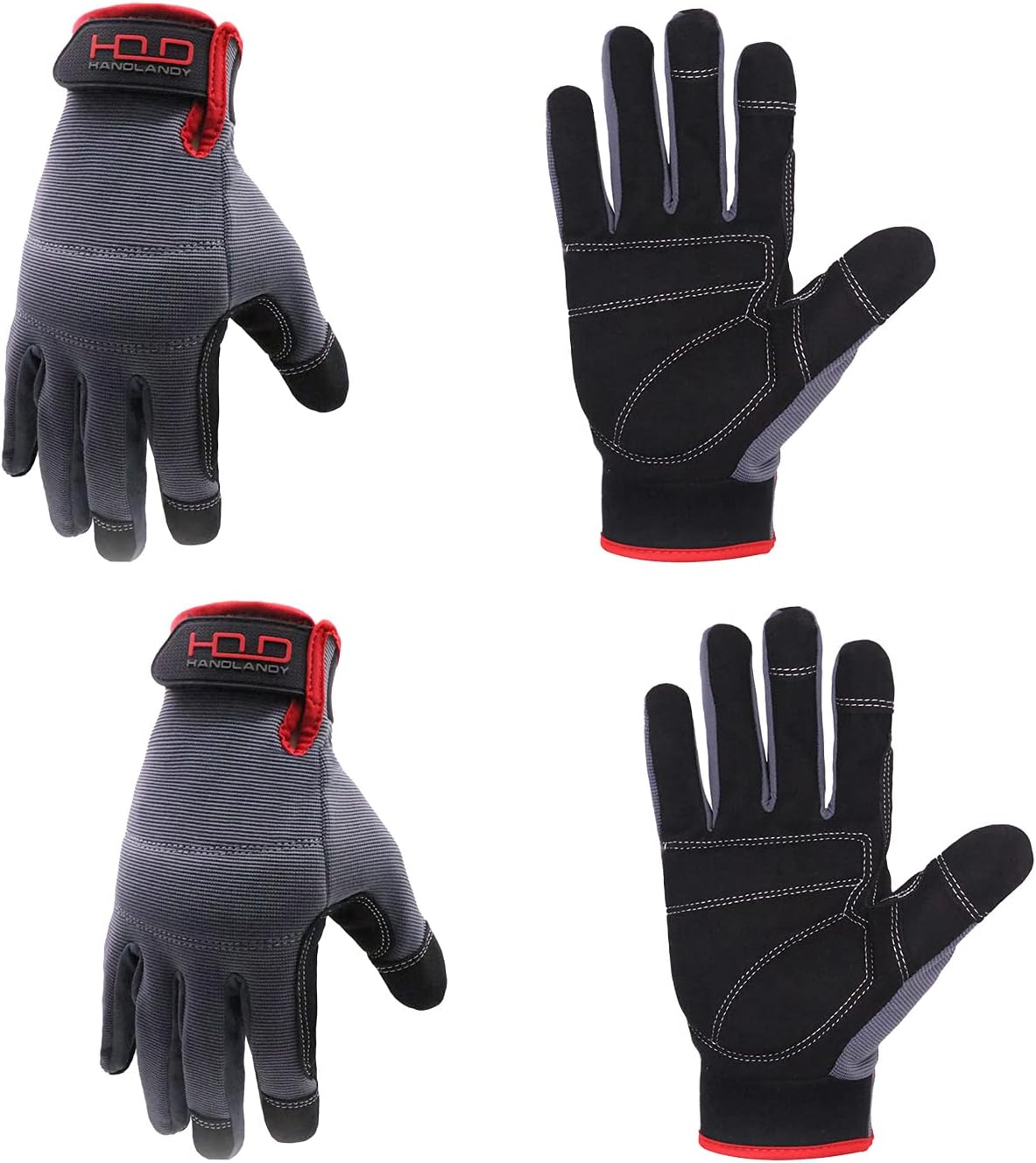 HANDLANDY Work Gloves for Men & Women, Utility Mechanic Working Gloves Touch Screen, Flexible Yard Work Gloves