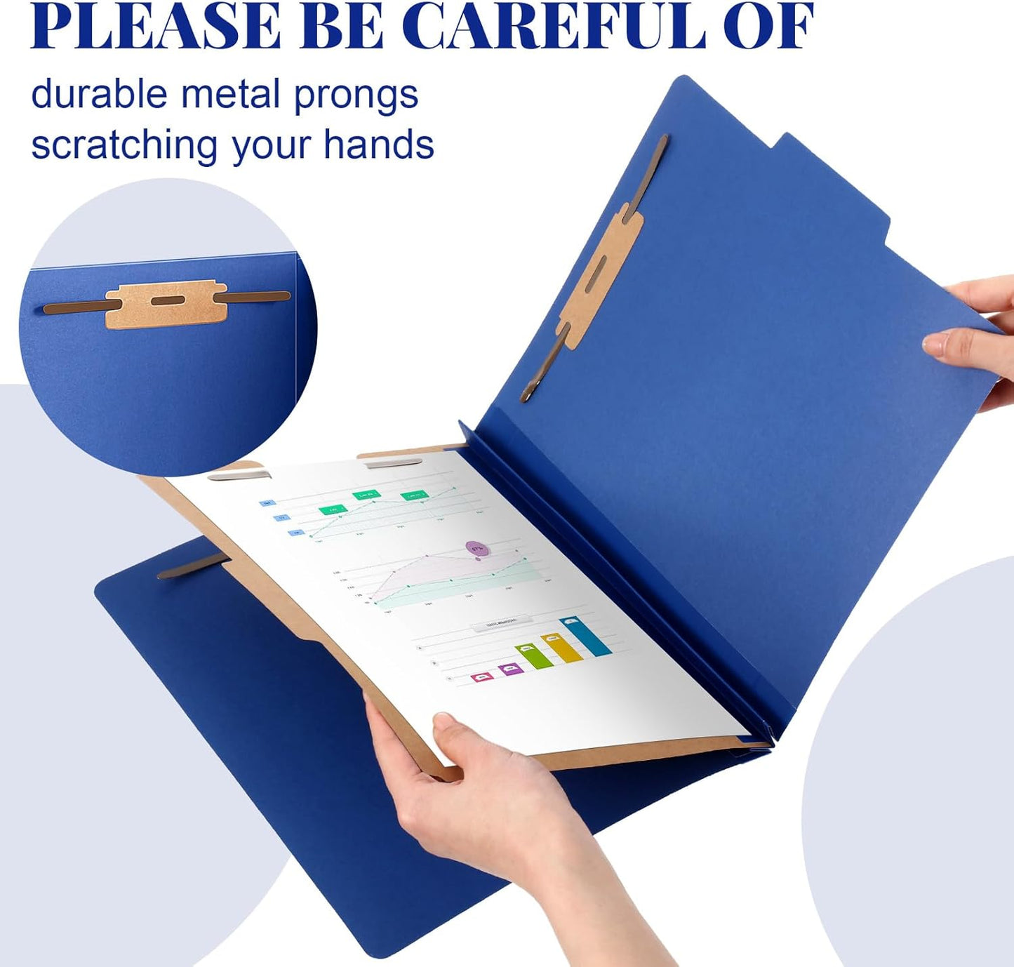 24 Pcs Classification Folders Letter Size, Back to School Supply for Teacher, Student, 1 Divider Pressboard File Folder Bulk with 2 Fasteners, 3.5 Inch Expanding File Organizer (Dark Blue)