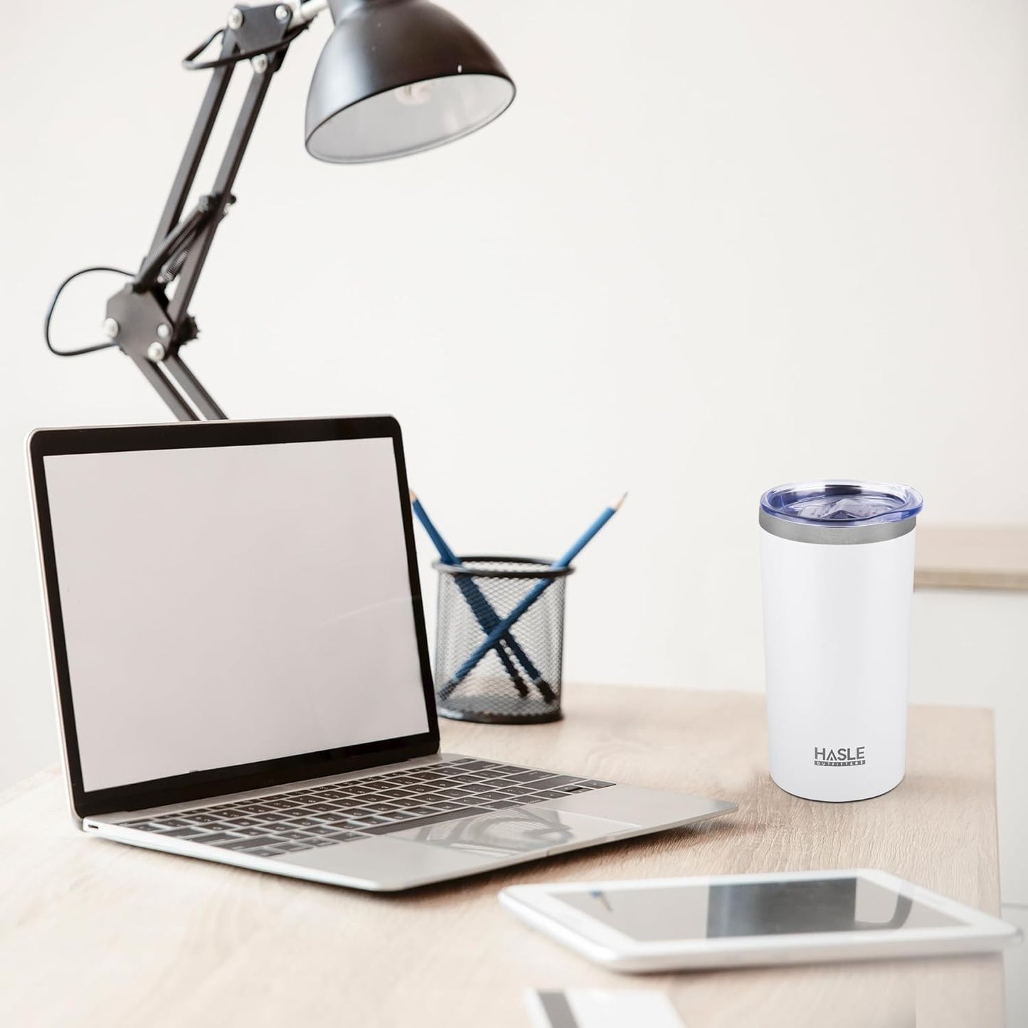 HASLE OUTFITTERS 12 oz Skinny Tumbler, Stainless Steel Insulated Slim Tumbler with Lid, Reusable Double Wall Travel Coffee Mug, Durable Powder Coated Travel Water Cup(White,1)