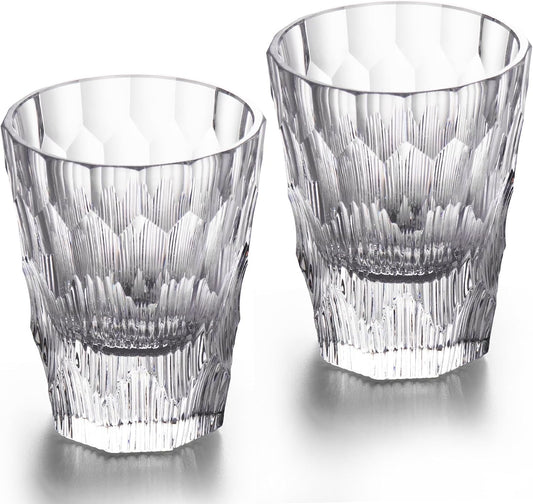 KAMMAK Crystal Whiskey Glasses Set of 2, Handcrafted 6.09oz Old Fashioned Glasses Stemless, Luxury Cocktail Glasses, Hand Blown Scotch Cup for Women, Men Gift for Rocks, Bourbon, Bar Barware