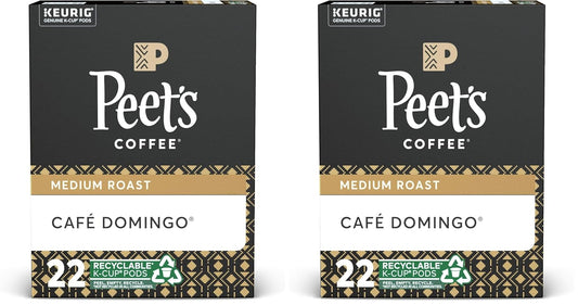 Peet's Coffee Café Domingo, Medium Roast, 22 Count Single Serve K-Cup Coffee Pods for Keurig Coffee Maker (Pack of 2)