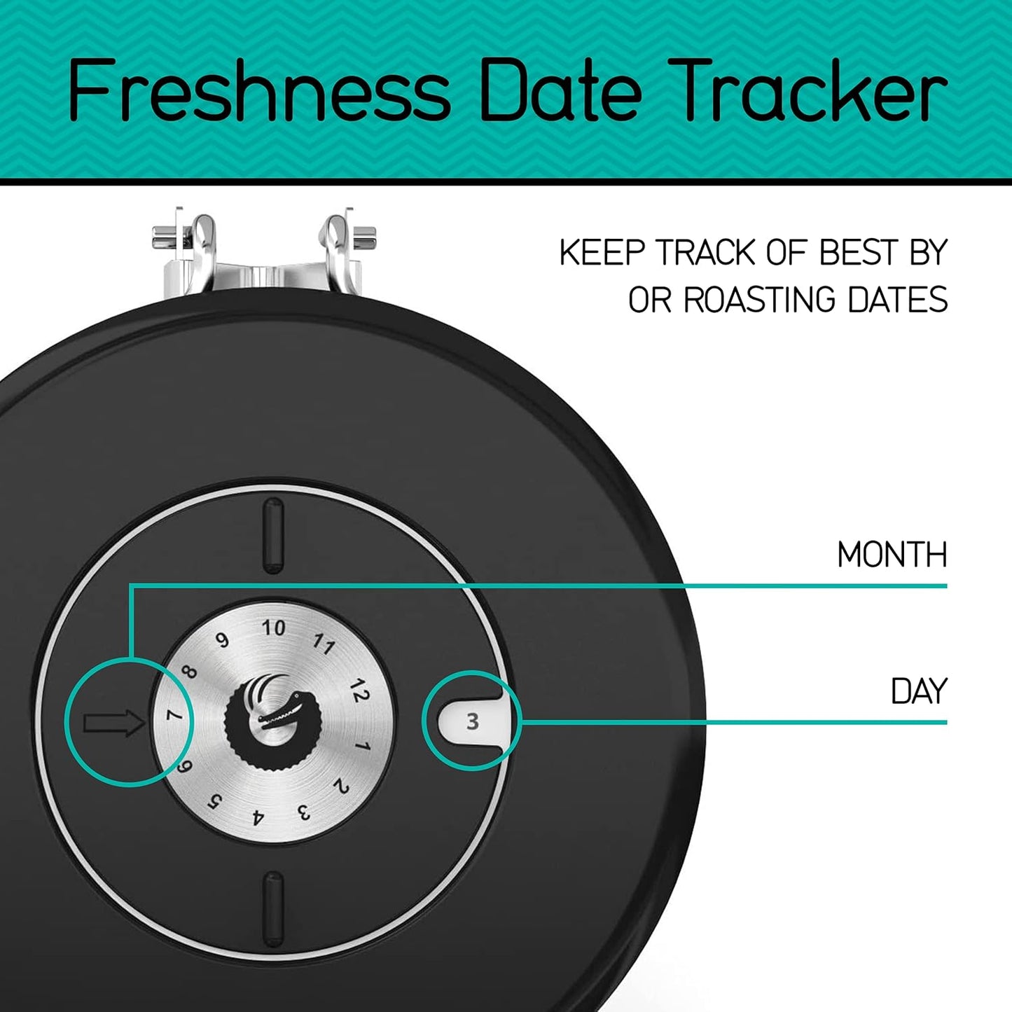 Coffee Gator Coffee Canister, 11oz Airtight Stainless Steel Kitchen Food Storage Container with Date-Tracker, CO2-Release Valve and Scoop for Beans, Grounds, Sugar, Cookies Jars, Tea, Cereal - Red