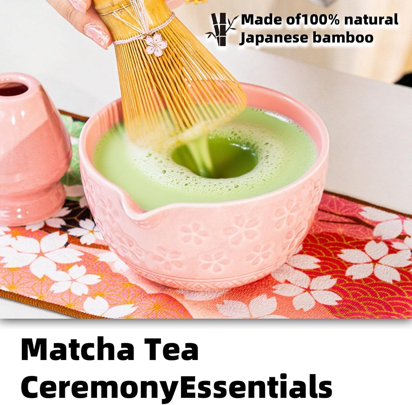 8 PCS Matcha Whisk Set, Ceramic Matcha Set, Includes Bowl, Matcha Whisk Holder Matcha Bamboo Whisk, Scoop, Sifter, Unique Gift for Matcha Lovers (C)