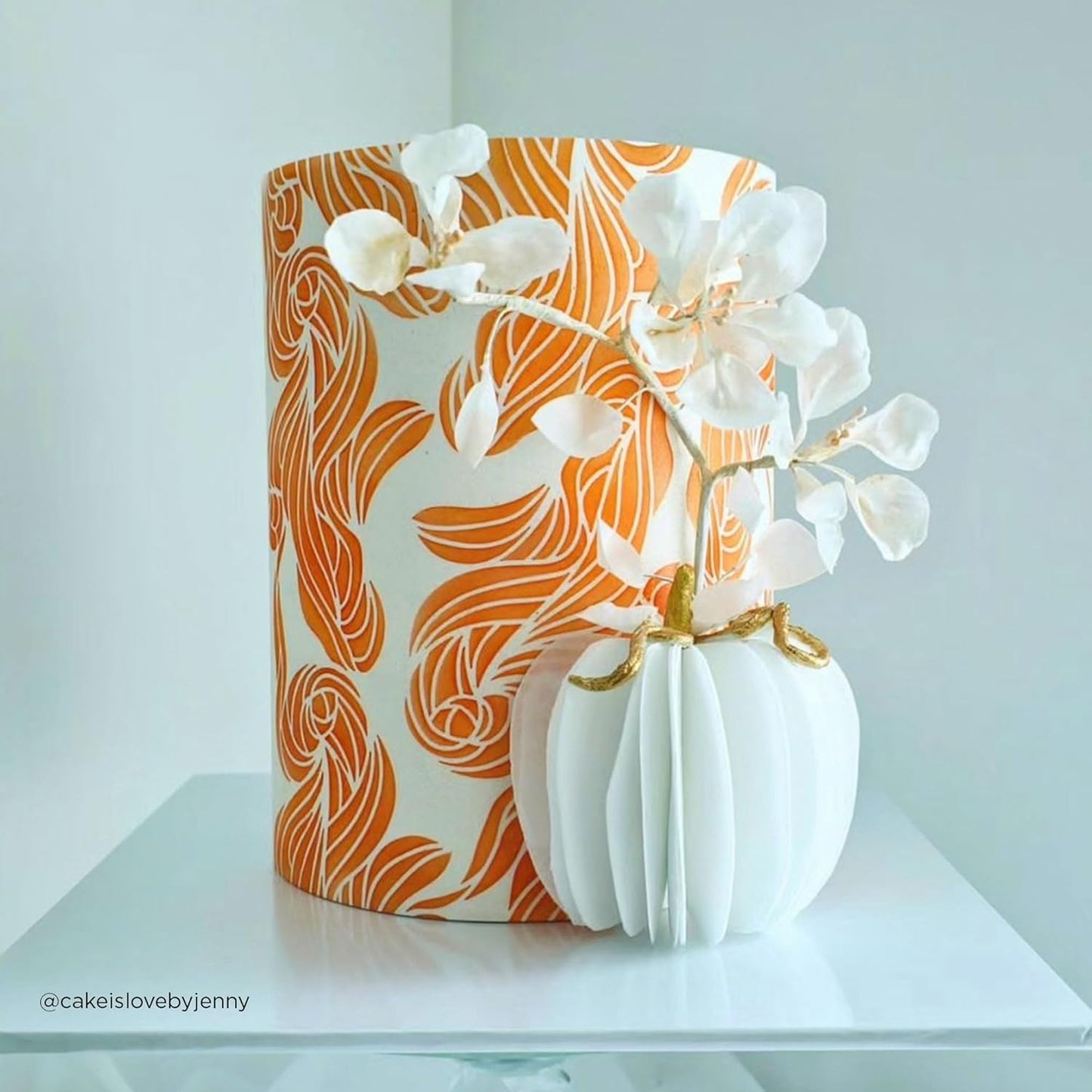 Cake Stencil - Seamless Delicate Pattern for Decorating Tall Double Barrel Cake to Use with Buttercream, Royal Icing, Ganache, Paint, Airbrush (Riya)